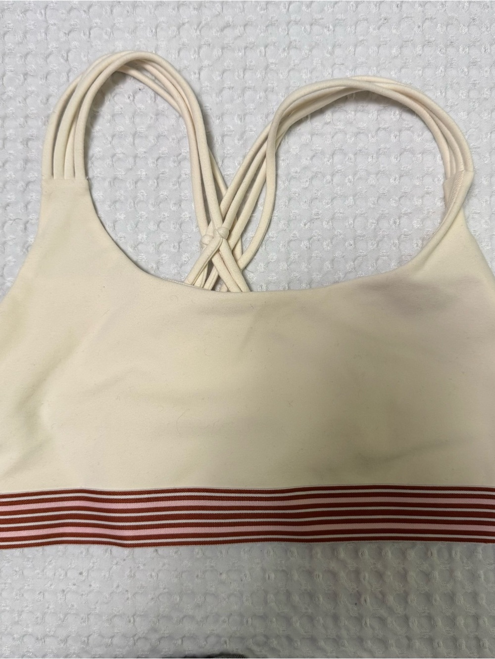 Lorna Jane strappy cream sports bra